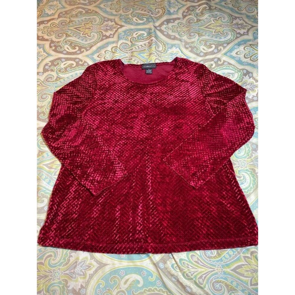 Elementz Red Velvet Long Sleeve Top